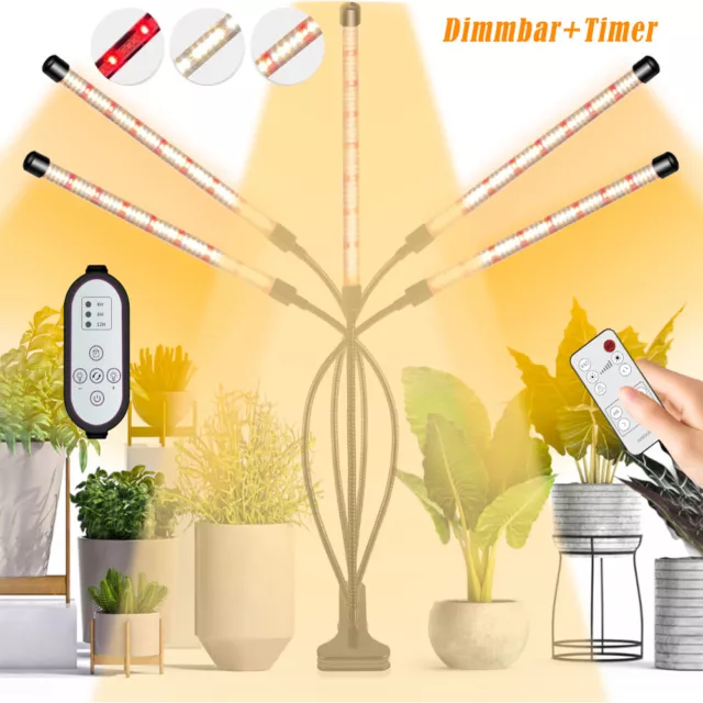 Timer LED Pflanzenlampe Grow Licht Vollspektrum Pflanze Klemmlampe Zimmerpflanze