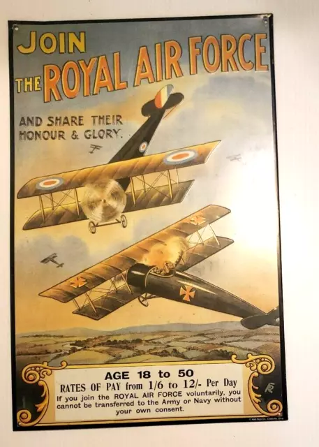 Join the Royal Air Force METAL SIGN AAA Sign Co.British German Airplane