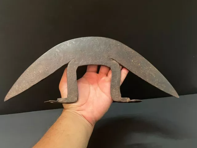 Old Vintage Hand Forged Half Moon Crescent Shape Rustic Iron Very Big Axe Head