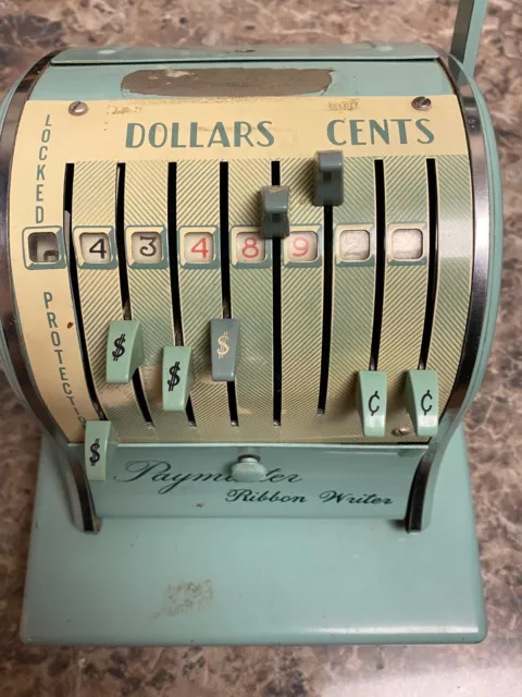 Vintage PAYMASTER Series 8000 Ribbon Writer Mint Color Works. Key Included 3