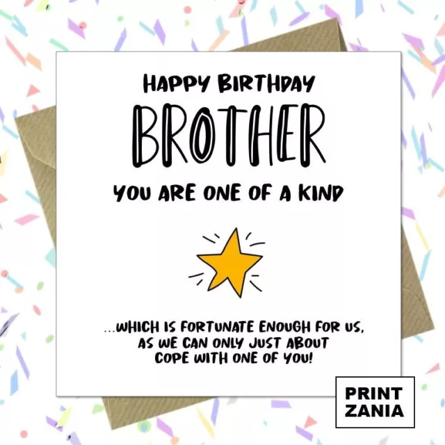 Brother Funny Birthday Card for Him Humour Comedy Cheeky Rude Banter Male EBP