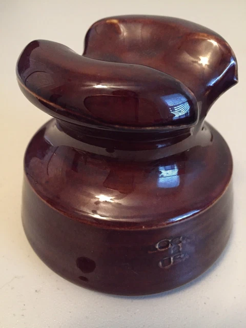 Vintage Voltage Insulator Ceramic Porcelain Brown Lock 2 Usa