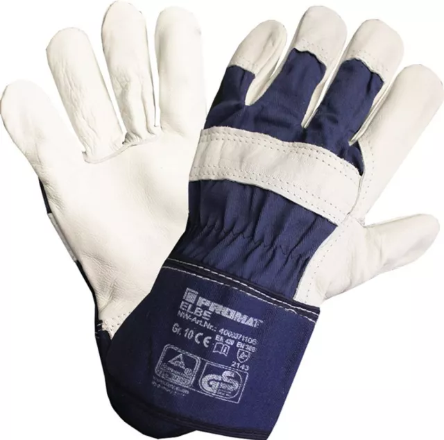 12x PROMAT Rindvolllederhandschuh Guantes de Trabajo ELBE Gr. 12