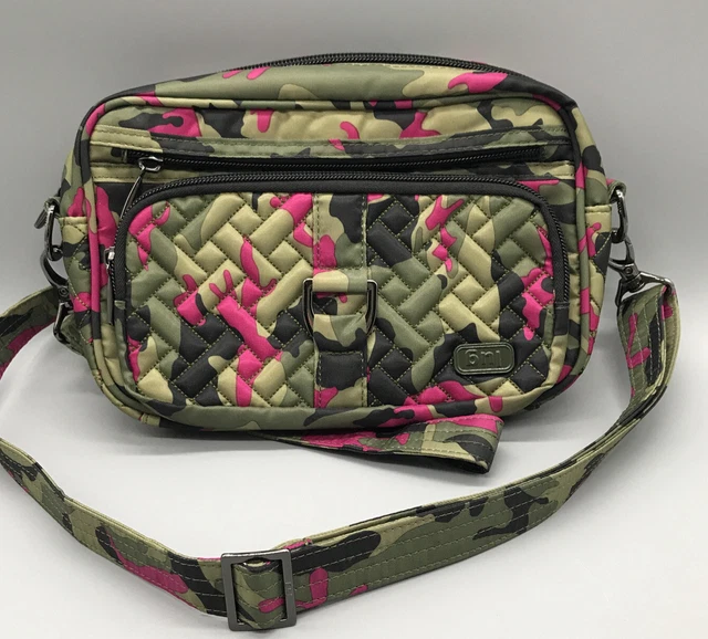 Lug Convertible RFID Quilted Crossbody Canera Purse Belt Bag Carousel Pink Camo
