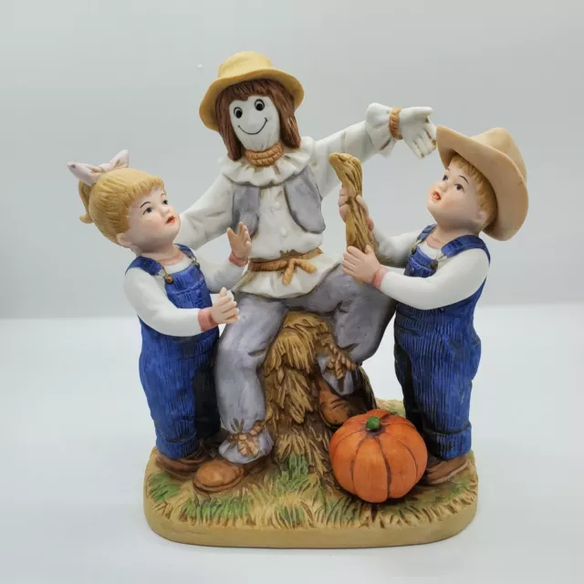 Home Interiors 1985 Denim Days 1524 Our Scarecrow Danny Debbie Figurine