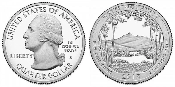 2013 S Proof White Mountain Natl Forest New Hampshire Deep Cameo Clad Quarter