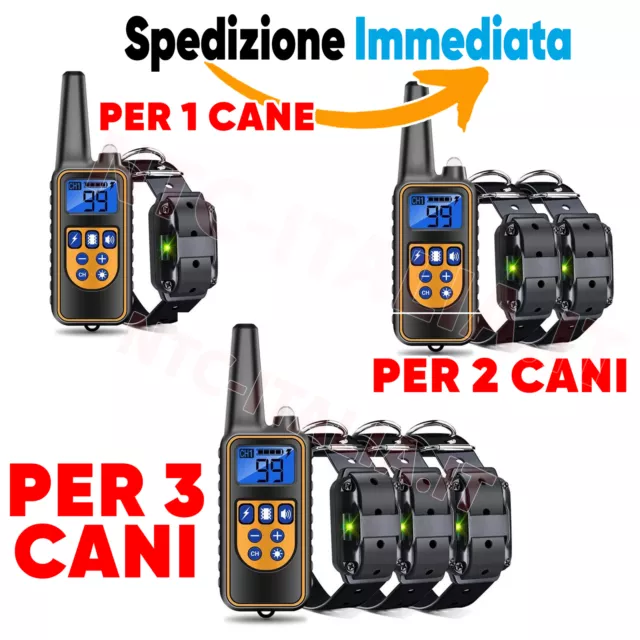 PER 1/2/3 CANI COLLARE TELECOMANDO⭐800m ADDESTRAMENTO CANE SCOSSA ELETTRICO LCD