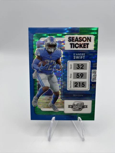 2021 Contenders Optic D'Andre Swift Season Ticket Green Pulsar Prizm /30