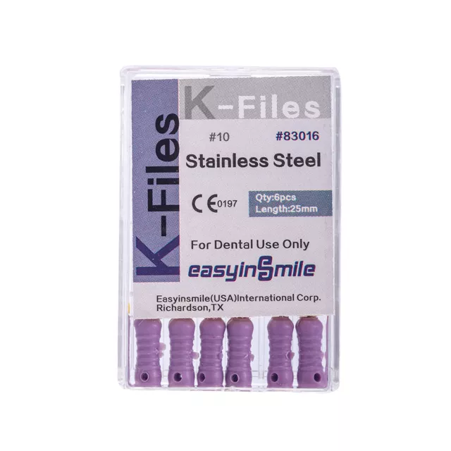 10Packs Dental K-Files 25mm Files Endodontic Root  Canal Stainless Steel #15-#80 2