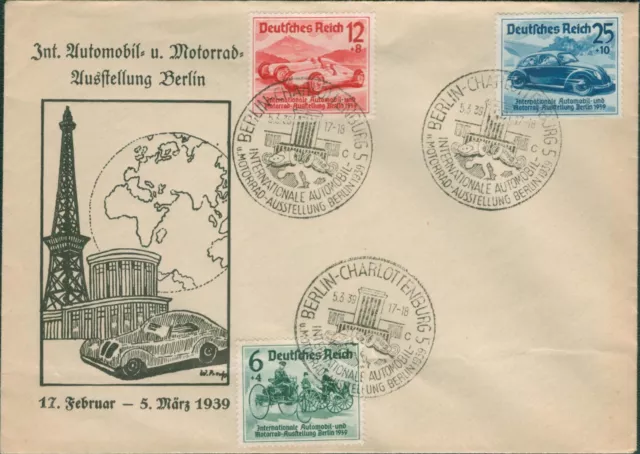 DR Automobilausstellung 1939 Berlin Satz auf Blankoumschlag