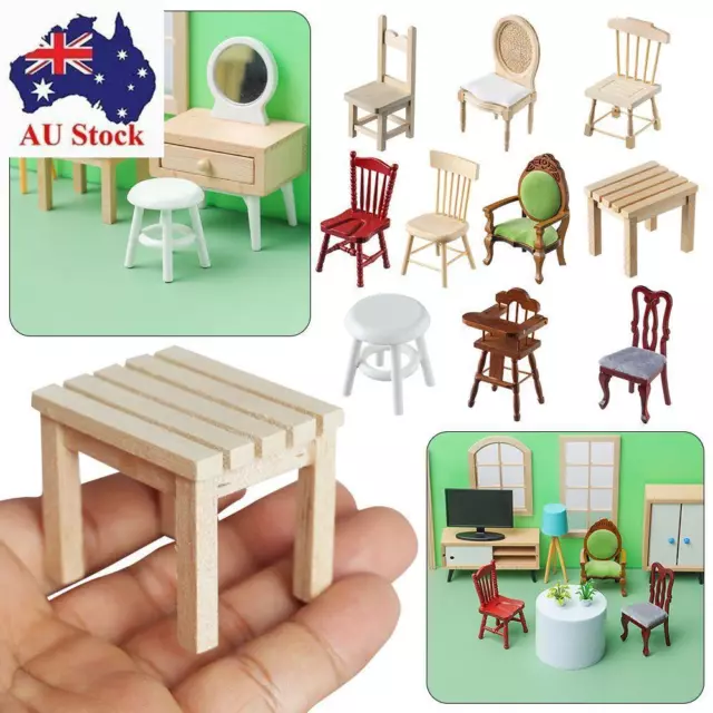 Doll House Accessories Dollhouse Furniture Miniature Chair Sofa Wood Mini Stool