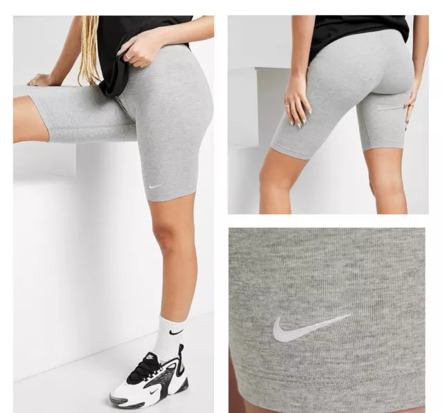 Nike Womens Sportswear Grey Gym Biker Cycling Shorts - Activewear Sport XS-XL