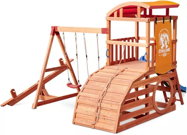 Little Tikes  Cottontail Hideaway Outdoor Spielturm Spielset aus Holz Schaukel