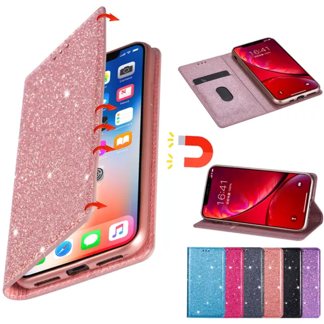 Schutz Hülle für iPhone 14 13 12 11 Pro Leder Flip Cover Handy Tasche Klapp Etui