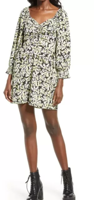 Nordstrom Vero Moda Women's Large Chaddie Floral Long Sleeve Ruched Dress New