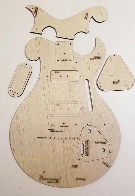 CUSTOM HYBRID BIGSBY Style Guitar Body Template 4strat Neck P90 3ply custom-hybrid-bigsby-style-guitar-body-template-4strat-neck-p90-3ply