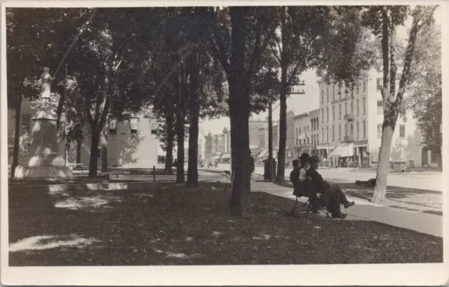 RPPC Coldwater MI Street Scene Southern Michigan Hotel & Park Monument 1910s