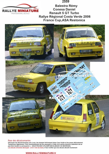 Decals 1/18 Ref 1555 Renault Clio Williams Salanon Rallye Des Noix 1999