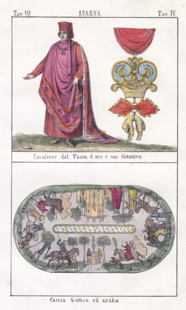 Espana Spain Order of the Golden Fleece Orden von Goldenem Vlies Lithograph 1840