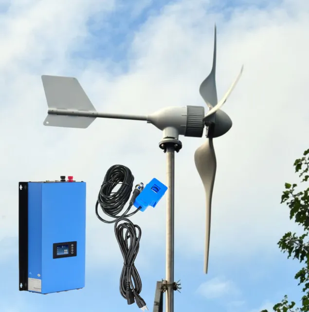 2000W Windkraftanlage Komplett Windgenerator 48V Windrad mit Grid Wechselrichter
