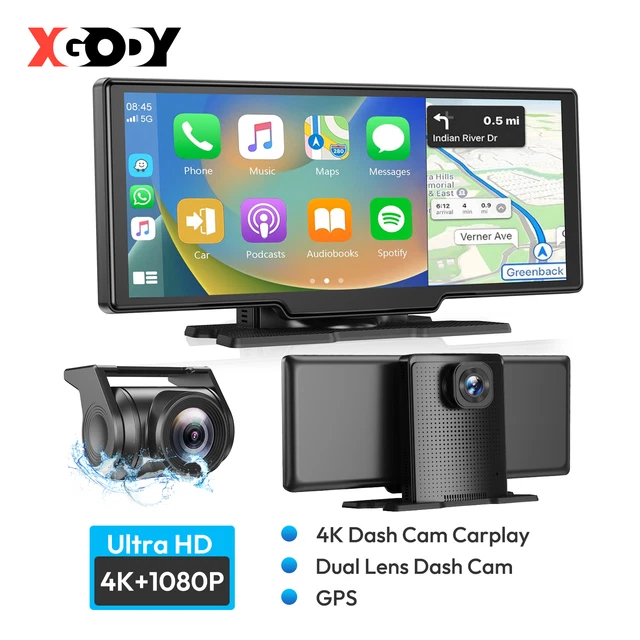 XGODY 10.26'' CARPLAY Dashcam Auto Vorne Autokamera IPS Bildschirm Full ...