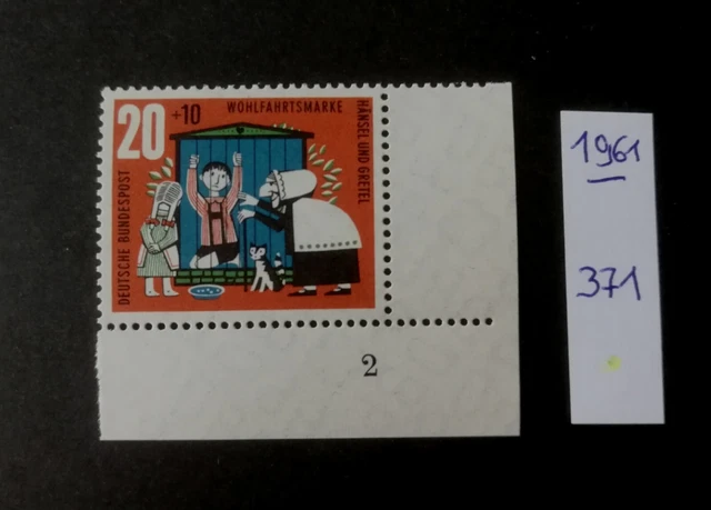 BUND BRD 1961 Mi. 371 ** Ecke 4 m. Formnummer FN 2 postfrisch  Eckrand Märchen