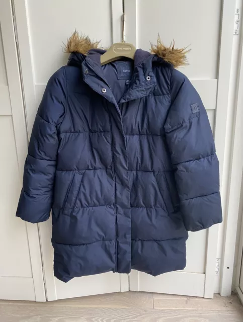 GAP Kids Girls Navy Blue Hooded Parka School Coat 10-11 Years