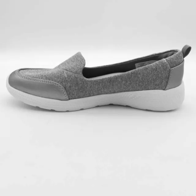 Lands End Womens Comfort Flat Shoes Gray Metallic Fabric Slip On Round Toe 7.5 D 2