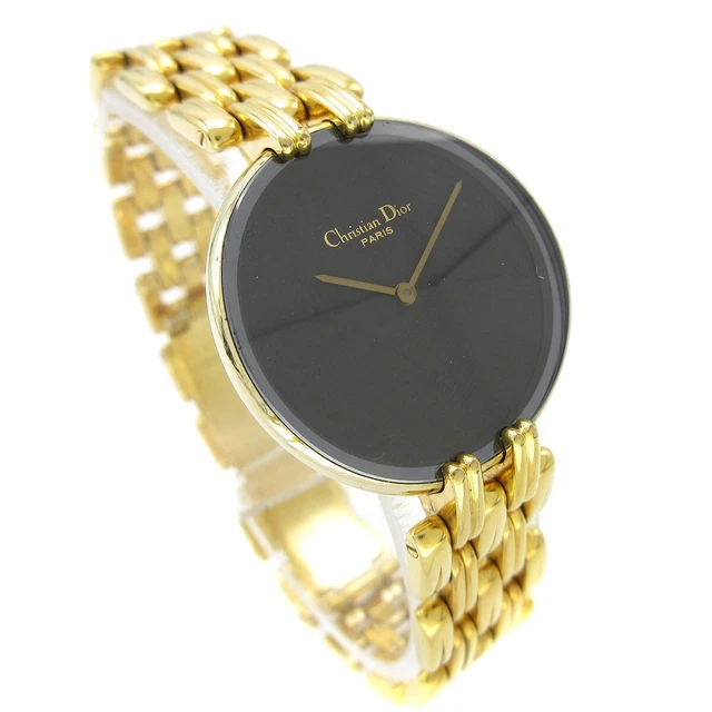 Christian Dior 46 154-2 Bagheera Black Moon Quartz Watch 448565 Gold 67685