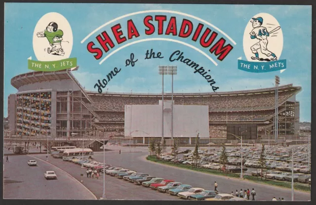 New York Mets Baseball Jets Football Shea Stadium Home of the Champions Postcard