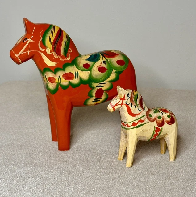 "Estatuillas vintage de caballo Dala Akta Dalahemslojd Nils Olsson Suecia 5"" y 2,75"""