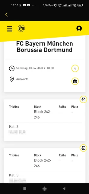 Bayern München - Borussia Dortmund: 2 Karten Sitzplatz ***GÄSTE*** KATEGORIE. 3