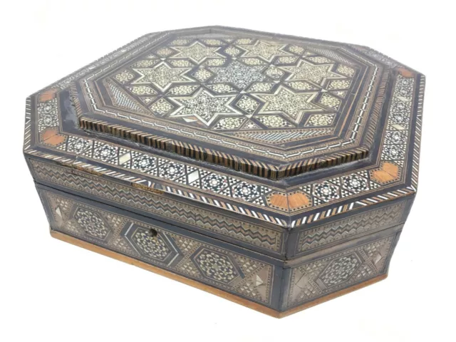 Large Box Inlaid Syrian Mother-of-Pearl Antique Box Marquetry Mother of Pearl