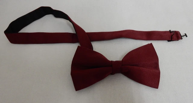 Men's Burgundy Red Satin  Pre-Tied Bow Tie