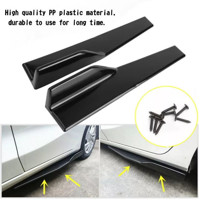 Pair 45cm Car Gloss Black Side Skirts Rocker Splitters Diffuser Winglet Wings YU