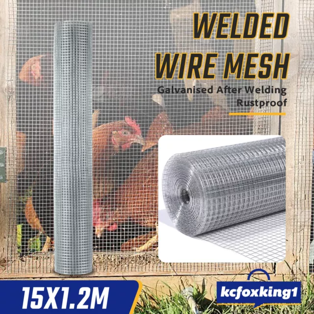 15M Roll Wire Mesh Graden Animal Chicken Pet Coop Aviary Welded Fencing Fence