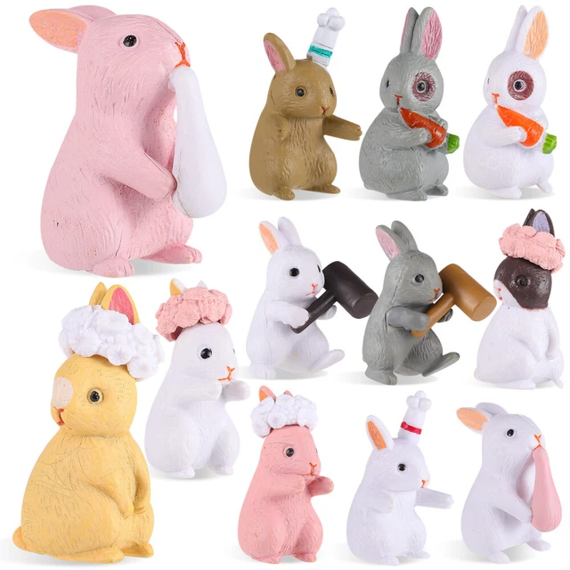 24 PC Figure di coniglio di Pasqua figurine coniglietti in miniatura statue stat