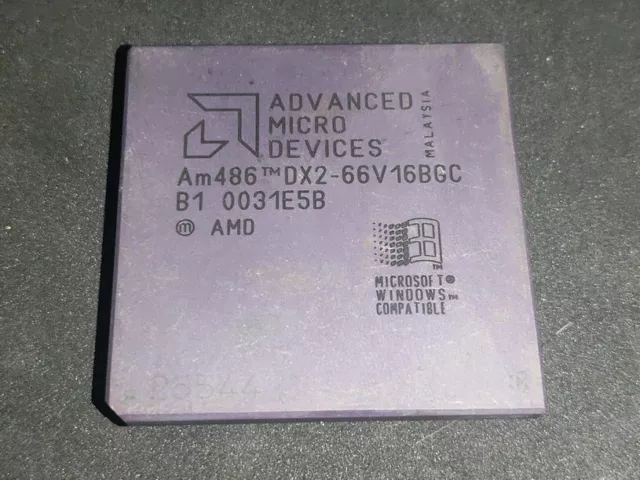 1x Vintage Rare Gold CPU AMD Am486DX2-66V16BGC [1112]