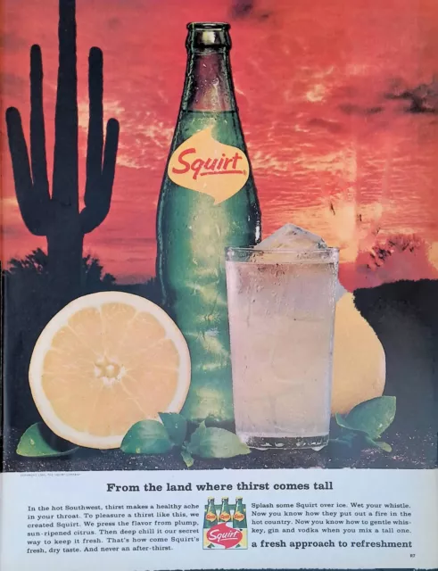 2 Print Ads 1966 Squirt Fresh Dry Taste Red Rocks Monument Valley Arizona Cactus