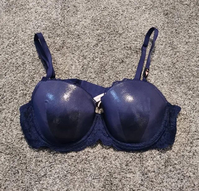 NWOT New Victoria's Secret  Dream Angels Navy Blue Bra Size 36 C Lace