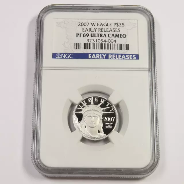 2007 W NGC PROOF PR69 CAMEO - 1/4oz Platinum Eagle Liberty US $25 Coin #47839A