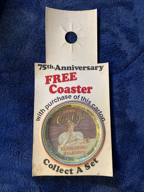 Coca-Cola 75th Anniversary Give Away Coaster Carton Insert Coke 1976 Vintage
