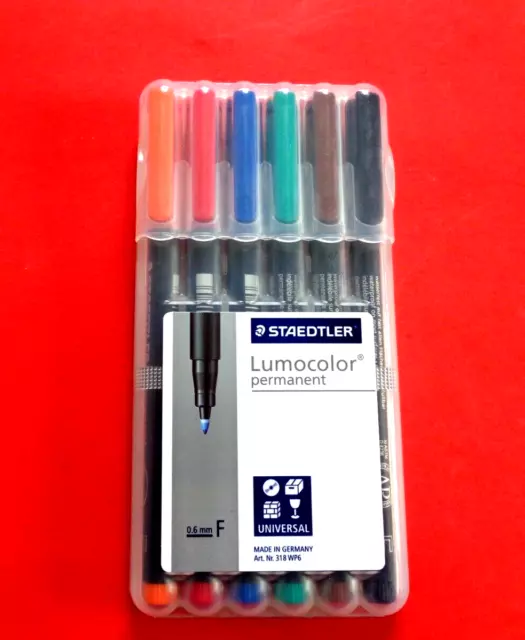 Staedtler Lumocolor Folienstift 318 F permanent farbig sortiert 0,6mm 6er-Etui