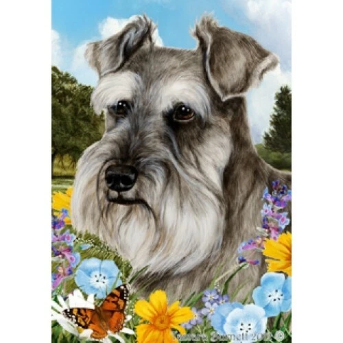 Summer Garden Flag - Uncropped Grey Schnauzer 181401