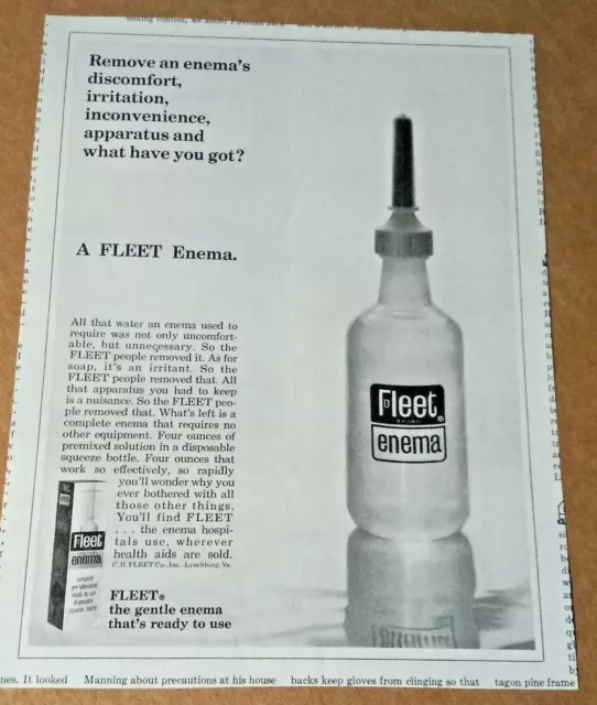 1966 vintage print ad - CB Fleet enema Company Lynchburg Virginia ADVERTISING