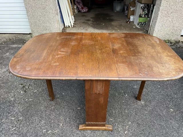 Vintage Solid Oak Oval Gate Legged Drop Leaf Large Dining Table