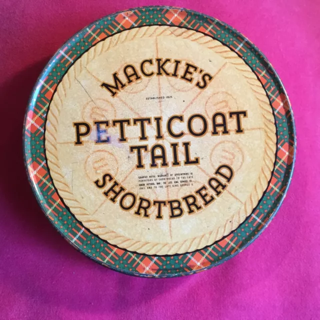 Vintage Tin 18 Cm Mackies Petticoat Tail Shortbread Round Scottish Biscuit