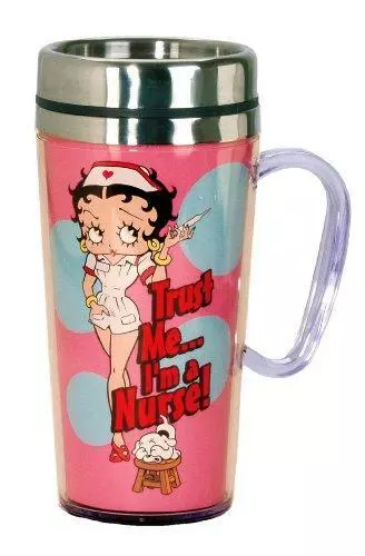 Spoontiques - Insulated Travel Mug - Betty Boop Nurse Coffee Cup - Coffee Lovers