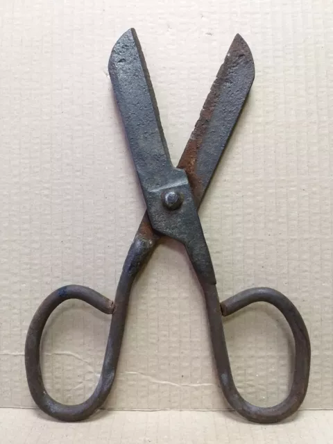 Old Vintage Antique Hand Forged Steel Scissors In Very Good Condition