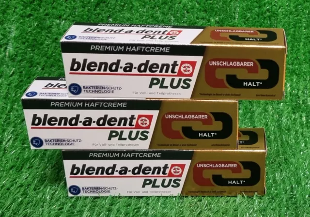 (149,17€/kg) 3x Blend-a-dent Premium Haftcreme PLUS Duo Kraft 40g/PK Versand 0€! 2